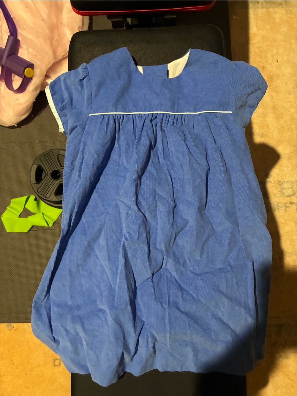 The Beaufort Bonnet Company Blue Girls Casual Dress with White Trim corduroy 5T